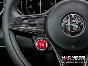 Alfa Romeo Stelvio Steering Wheel Trim - Carbon Fiber - Main Center Trim Piece  - Pre '20 Models